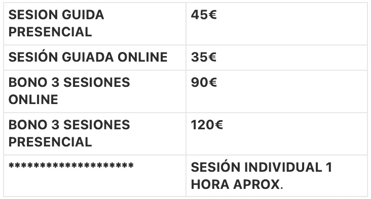 Precios yoga nidra en Madrid